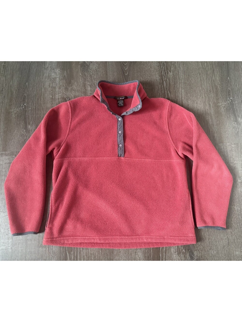 Vintage L.L. Bean Red Fleece pullover Snap Placket Women's M 90's Classic